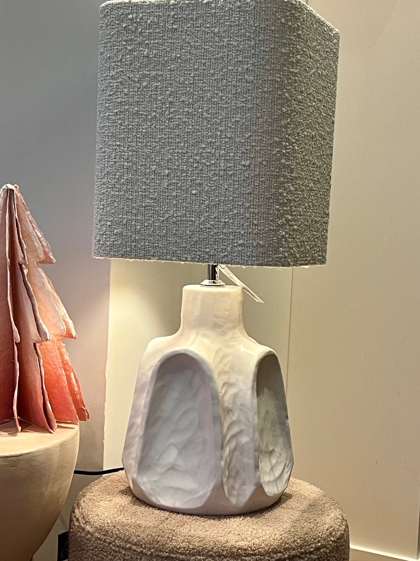 LAMPE CÉRAMIQUE BLANCHE 70'S ESPRIT SARDE