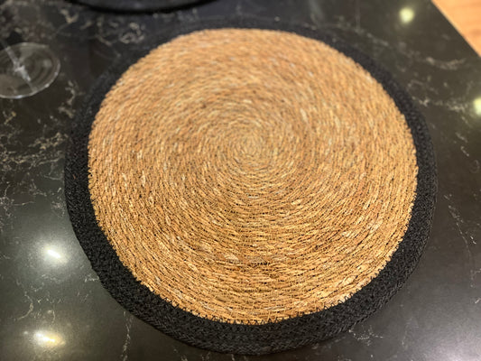 SET DE TABLE ROND FIBRE NATURELLE ET NOIRE