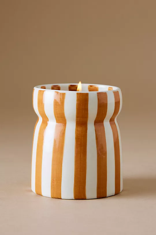 BOUGIE EN CERAMIQUE RAYEE ROUILLE CABANA SIENNA SUNSET