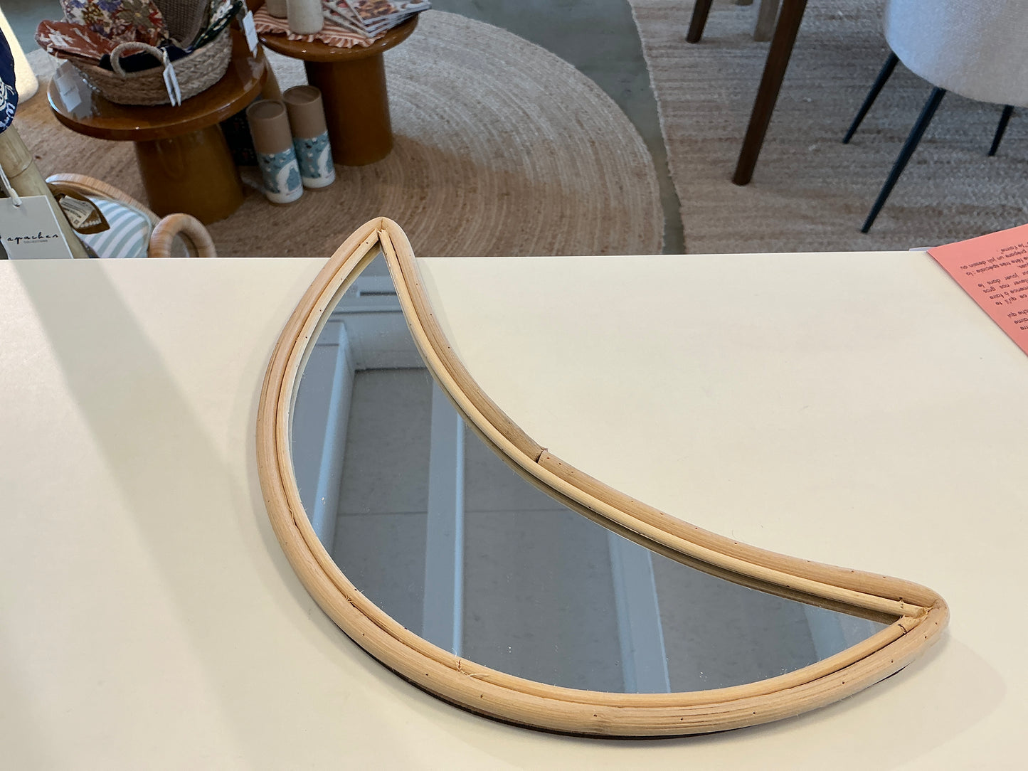 Miroir lune rotin