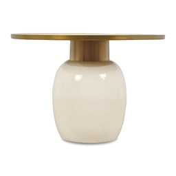 BOUT DE CANAPÉ ECRU ROND GM