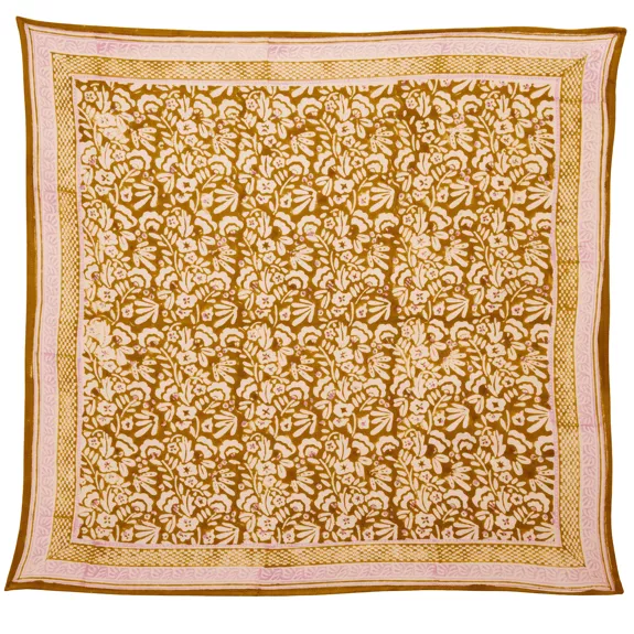 FOULARD IMPRIME Fleurs indiennes  iris Olive
