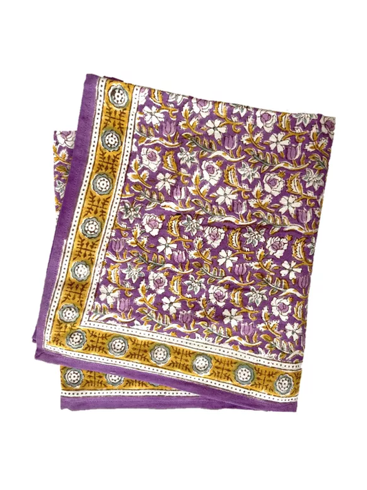 FOULARD IMPRIME Fleurs indiennes  Absinthe Purple