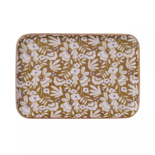 plateau bohème chic à fleurs en métal émaillé IRIS CURRY