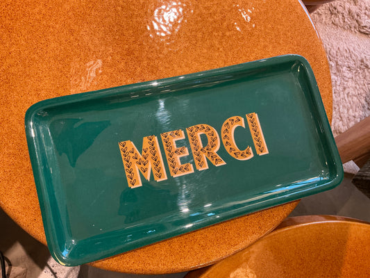 Plateau merci 30x15 cm fer