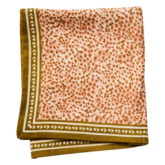 FOULARD IMPRIME "Léopard" savane rosée Kaki
