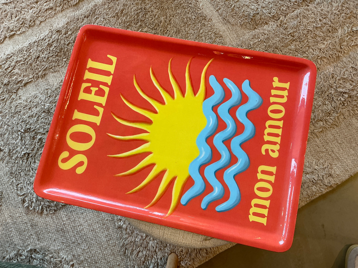 Plateau soleil mon amour   40x 30 cm FER