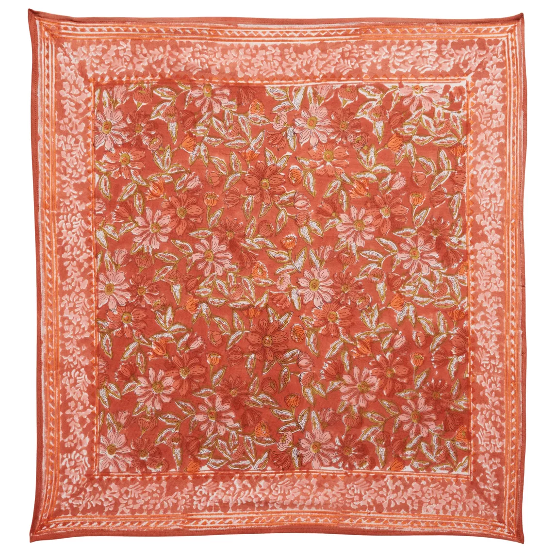 FOULARD IMPRIME Fleurs indiennes TERRACOTTA