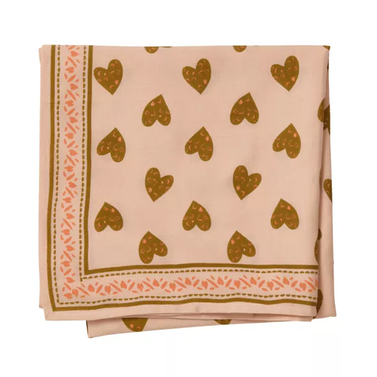 FOULARD IMPRIME "COEUR SAUVAGE" Rose