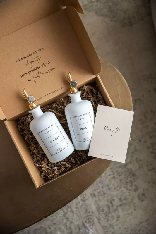 Boite Flacons Huile et vinaigre - blancs - luxe